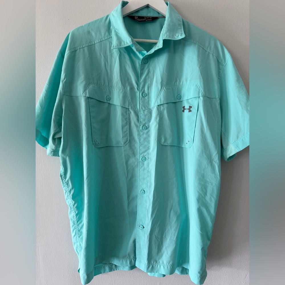 Under Armour Men's Light Blue Teal Casual Shirt